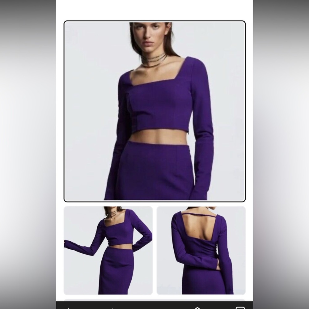 Zara Purple Crop Top Longsleeve Size Women’s Sz M